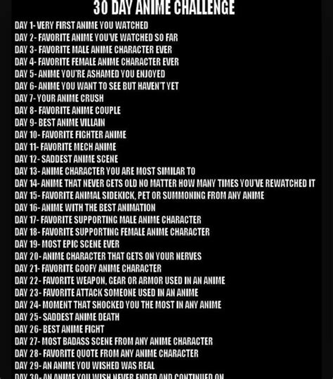 30 Day Anime Challenge Anime Amino