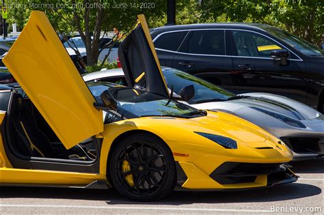 Yellow Lamborghini Aventador Svj With Doors Up Benlevy Com
