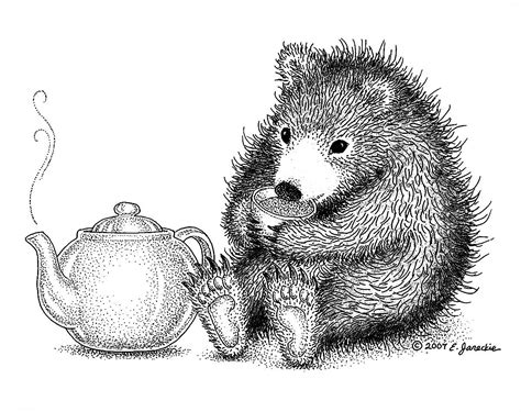 Download A tea drinking bear? Sure. Why not? | House mouse stamps, Mouse color, Coloring pages