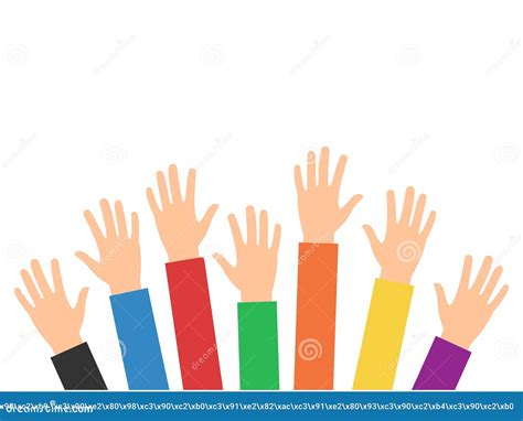 Raised Hands Volunteering Vector Illustration Isolated On White Stock