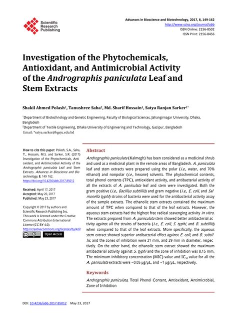 pdf investigation of the phytochemicals antioxidant and antimicrobial activity of the