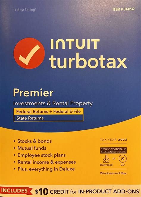 Intuit Turbotax Premier 2023 Investments Rental Property Windows