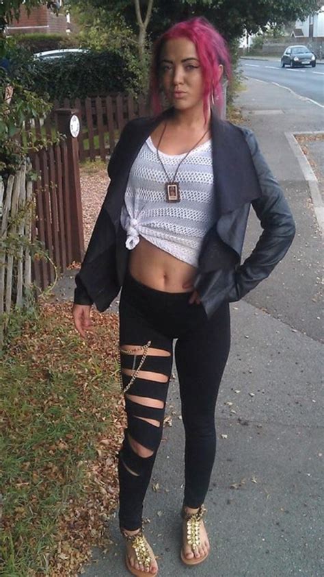 Derby Chav Slut With Pink Hair And Ripped Black Leggings Bit To Much