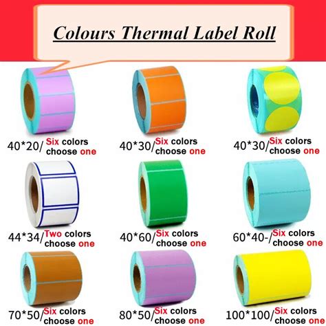 Color Thermal Label Sticker 40mm Core 1 Roll Width 40 ~100mm