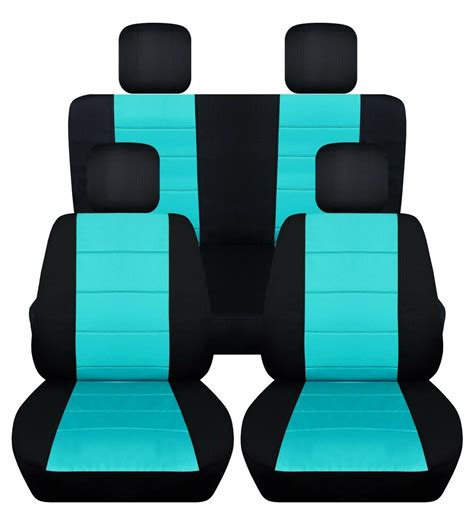 front and rear car seat covers fits jeep wrangler jl 2018 2020 black mint blue seat covers