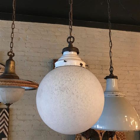 Large Industrial Textured Frosted Glass Globe Pendant Light At 1stdibs