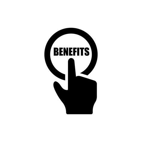Benefits Icon Vector Hand Press Button Illustration Symbol Or Sign