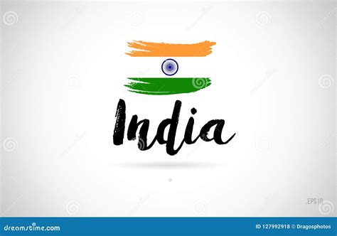 India Country Flag Concept With Grunge Design Icon Logo Stock Vector