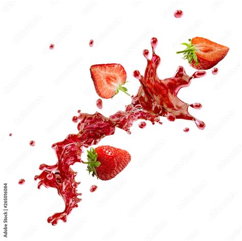 Sweet Fresh Strawberry Juice Or Jam Splash Swirl With Strawberry Red