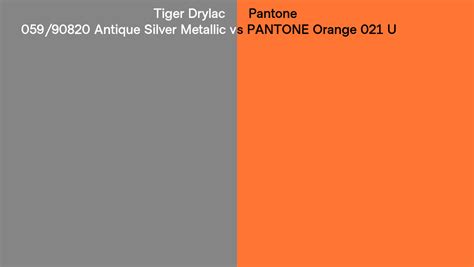 Tiger Drylac Antique Silver Metallic Vs Pantone Orange U