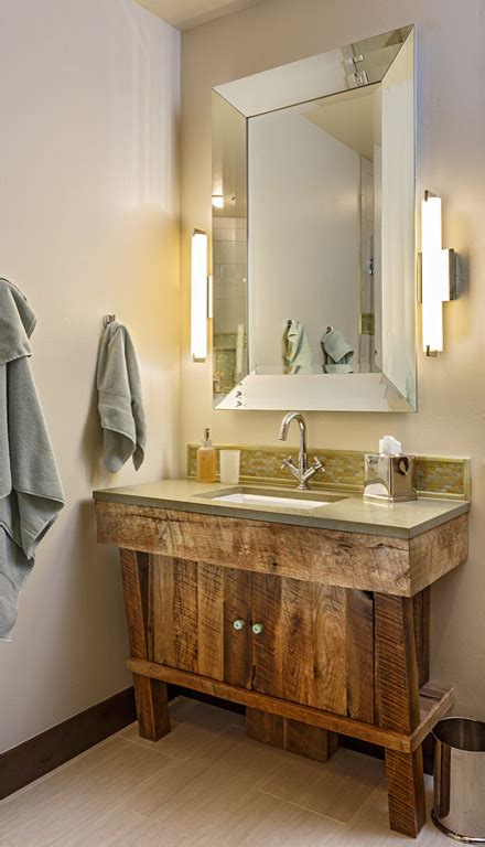 Some bathroom vanities with tops can be shipped to you at home, while others can be picked up in store. Animas Valley Ranch House - Rustic - Bathroom ...