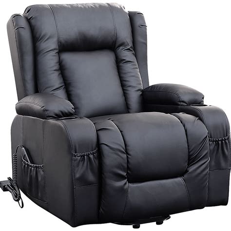 Recliner Chair Electric Massage Chair Lift Heated Leather Lounge Sofa Black Shop Australia