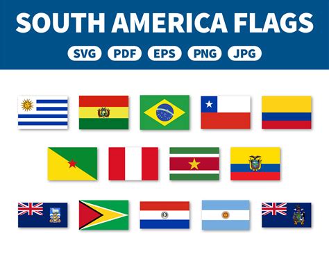 Flags Of South America Collection Pack Svg Pdf Eps Png  Etsy Uk