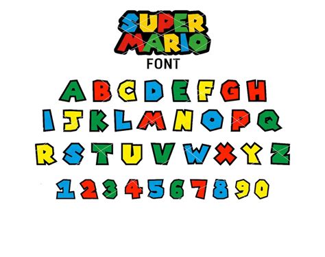 Mario Schrift Mario Buchstaben Mario Zahlen Mario Alphabet Etsyde