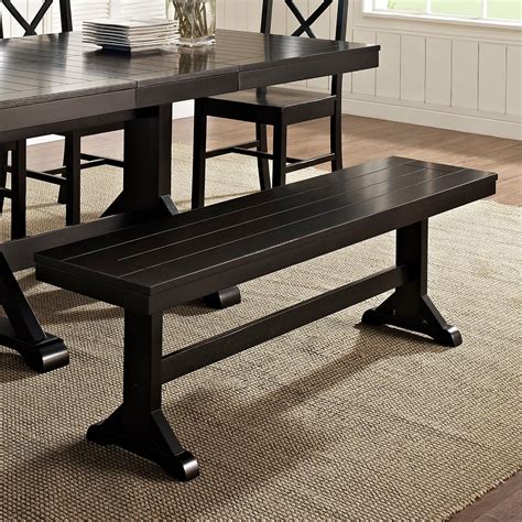 Walker Edison Countryside Chic Antique Black Wood Dining Bench Antique