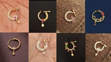 New Gold Nose Ring Designs With Weight 2022 Latest Gold Nose Pin Or