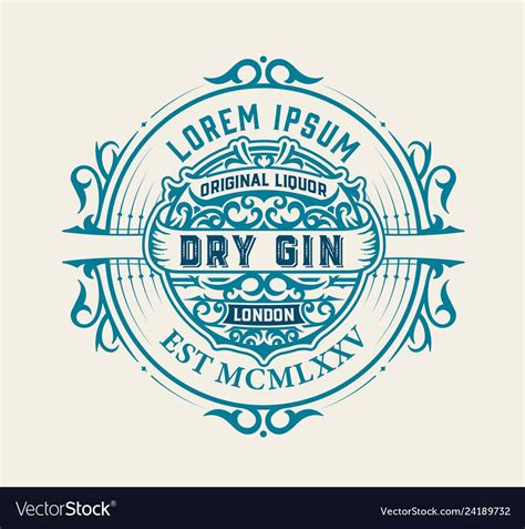 Vintage Label With Gin Liquor Design Vector Image On Vectorstock Gin