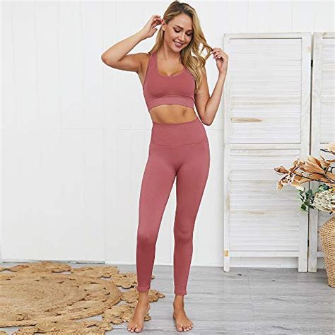 Hotexy Women Workout Set Outfit Tracksuits Seamless Yoga Leggings With