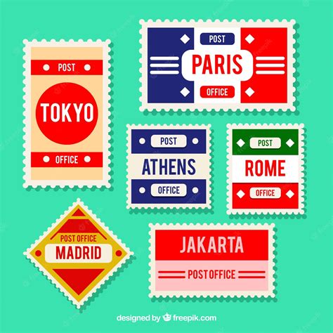 Free Vector Collection Of Stamps With Variety Of Cities