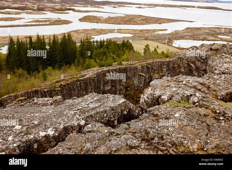 Almannagja Fault Line In The Mid Atlantic Ridge North American Plate