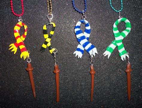 Harry Potter Hogwarts Houses Scarves With Wands By Tashaakatachi On