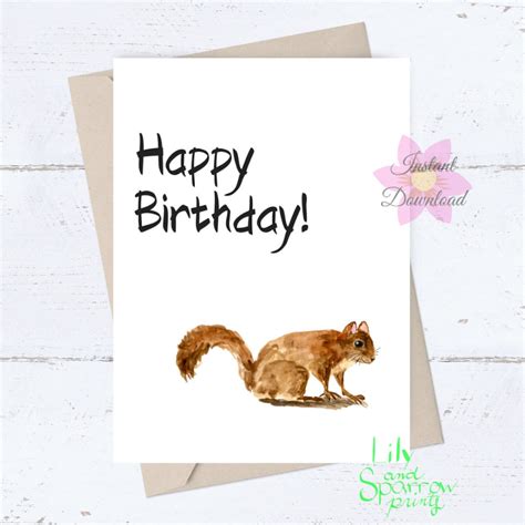 Printable Squirrel Birthday Card Birthday Wishes Card For Him Funny