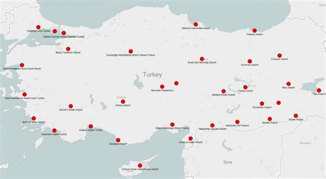 Lotnisko W Turcji Mapa Turcji Pokazuje Lotnisk Azja Zachodnia Azja