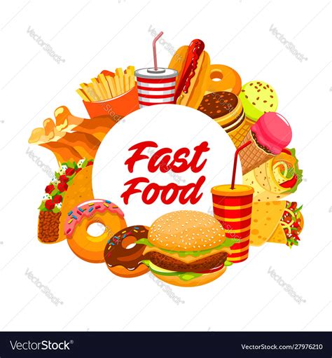 Fast Food Snacks Burgers And Desserts Menu Vector Image