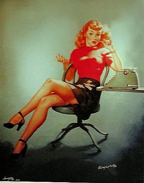 Gil Elvgren Mid Century The Perfect Pinup Mad Men Office Secretary Girl Pin Up Exposes Legs
