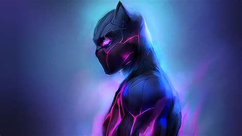 Download Artwork Black Panther Glowing Suit Wallpaper