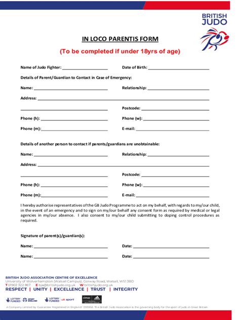 Fillable Online 2022 Loco Parentis Form Uk Fax Email