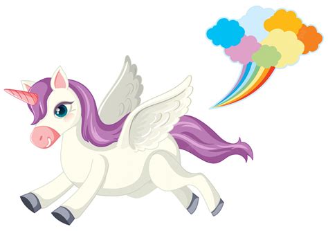 Free Vector Cute Purple Unicorn In Running Position On White Background