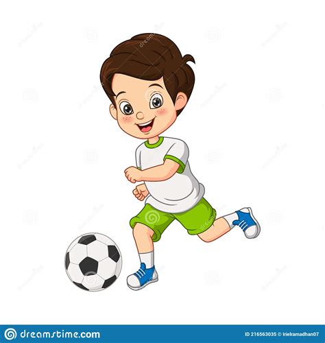 Cartoon Little Boy Playing Soccer Stock Vector Illustration Of