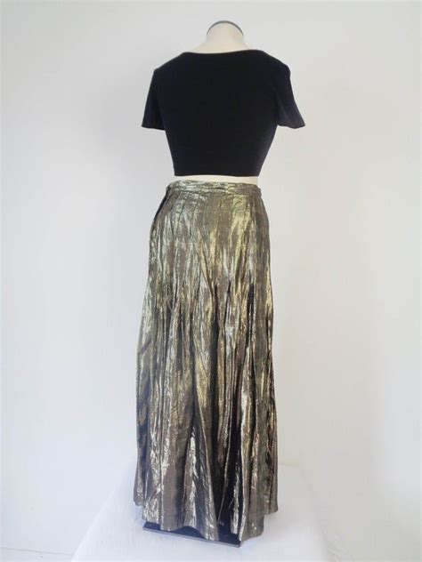 Vtg 80s Gold Metallic High Waisted Pleated Skirt Medium Etsy High Waisted Pleated Skirt