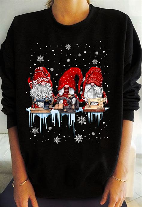 Official Red Gnome Sewing Christmas Shirt Hoodie Tank Top And Sweater