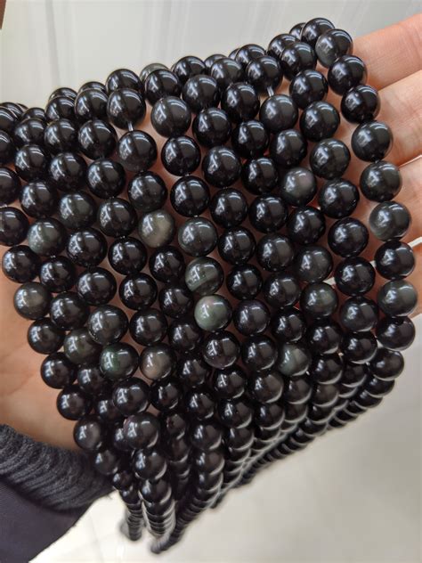 Obsidian In Bulk Sale Natural Reflective Gemstone 16 18mm Loose Round Rainbow Colorful Green