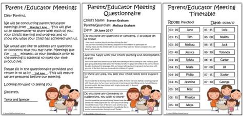 Parent And Educator Meeting Templates Aussie Childcare