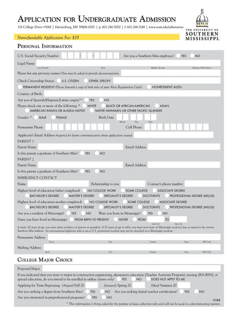 Usm Application For Undergraduate Admission 2012 Fill And Sign
