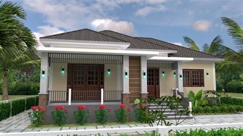 One Story House Plans 12x11 Meter 39x36 Feet 3 Beds Hip Roof Full Plan