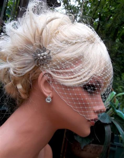 Wedding Bridal Hair Fascinator And French Net Birdcage Veil Vintage