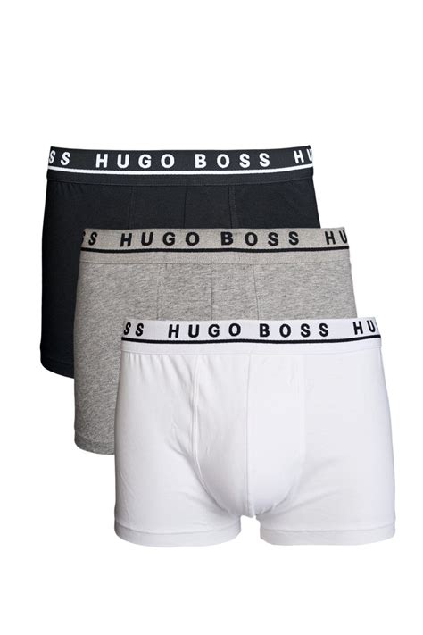 Hugo Boss Cotton Stretch 3 Pack Boxer Shorts In Blackgreywhite