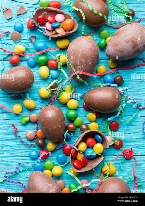 Colorful Candy Eggs From Chocolate Stock Photo Alamy