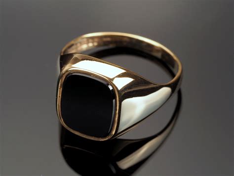 Mens Black Onyx Ring Onyx Signet Ring Gold Mens Ring Blackstone Ring