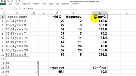 How to calculate mean in excel. Mean, Median, and SD for Grouped Data - YouTube