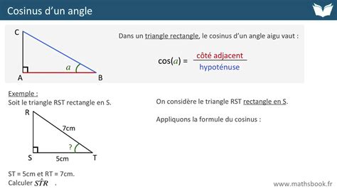 Triangle Rectangle Cosinus Dans Un Angle Exercices