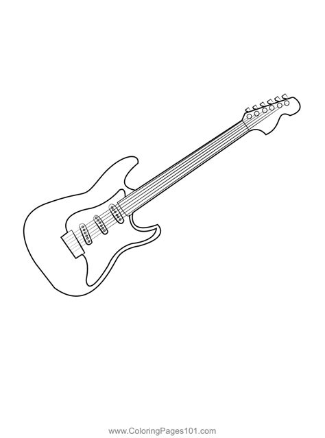 Semi Acoustic Electric Guitar Coloring Page For Kids Free Guitar