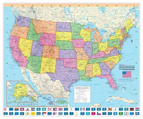 Cool Owl Maps United States Wall Map Poster 24x20 Us Flags Paper
