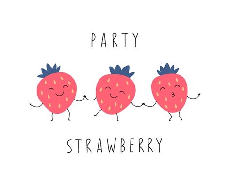 Premium Vector Cartoon Funny Strawberries Are Dancing