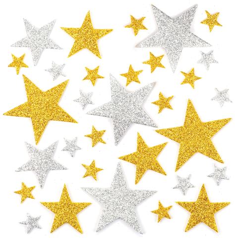 Baker Ross Gold And Silver Glitter Star Foam Stickers Pack Of 150