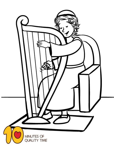 David Playing The Harp Coloring Page Bible Crafts For Kids Bible